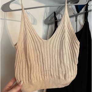knit beige tank top